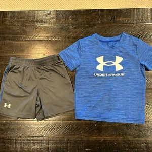 Under Armour boys blue/grey 3T tee/shorts